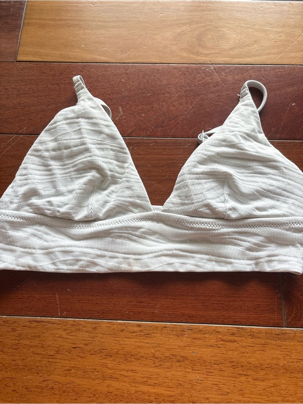 aerie White Ribbed Triangle Bikini Top